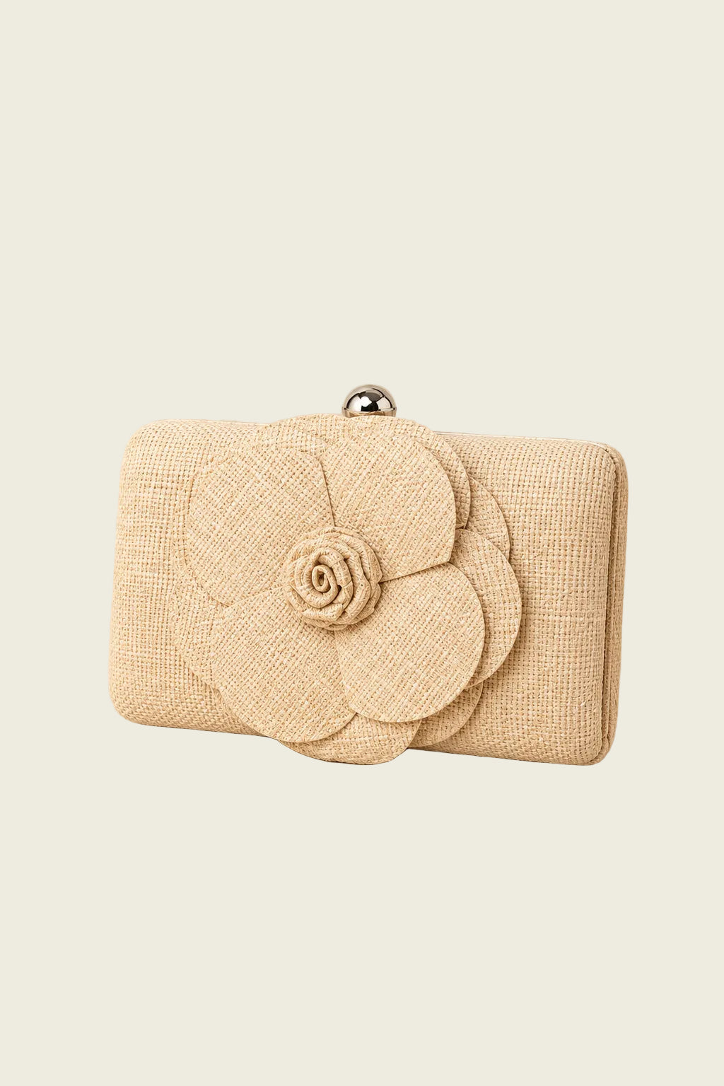Velaura Raffia Flower Clutch Bag
