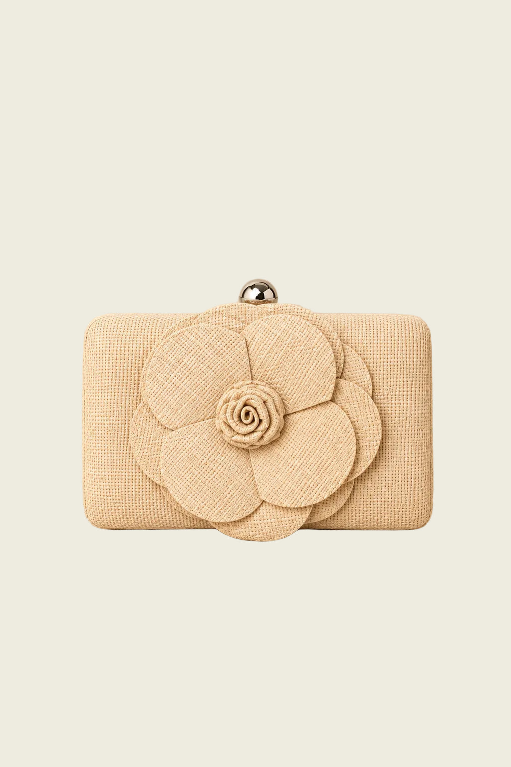 Velaura Raffia Flower Clutch Bag
